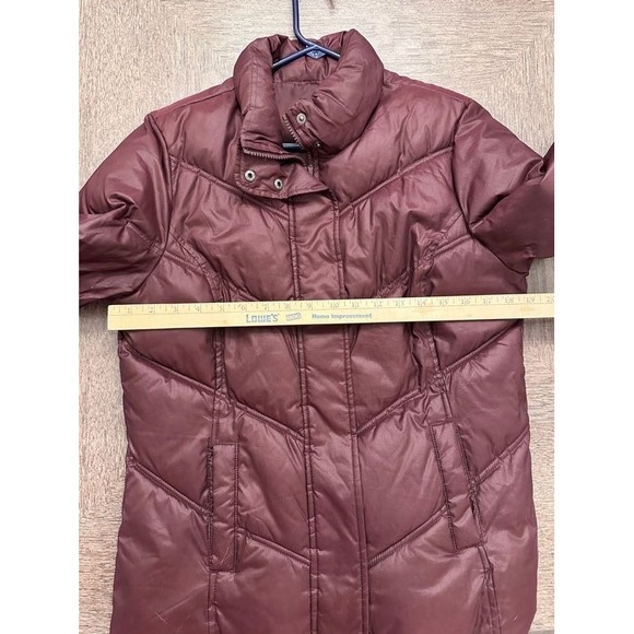 Gap Purple Plum Chevron Zip with Snap Overlay Puffer Coat Sz M Water Resistant - Picture 6 of 9